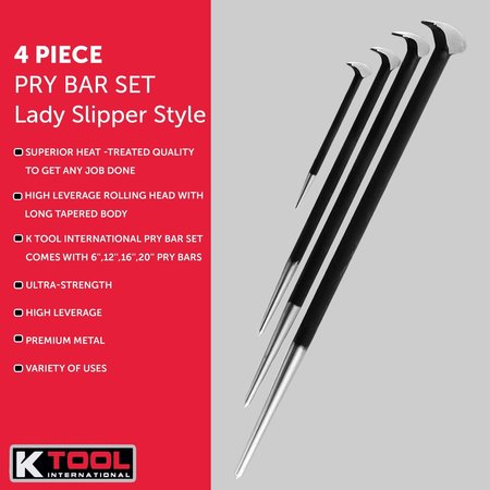 K-Tool International Pry Bar Set, Lady Slipper Style, 4 pcs. KTI-71600